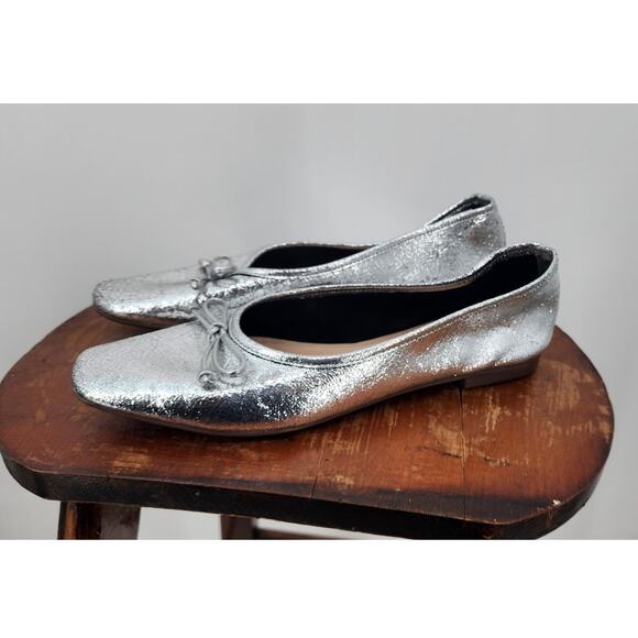 Schutz Women's Arissa Ballet Flats Silver Metallic Size 6.5 - Picture 1 of 9